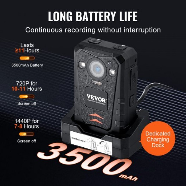 Κάμερα Σώματος VEVOR 1440P 128G με GPS και Νυχτερινή Όραση  JYZFJLY1440PX6Z6GV2
