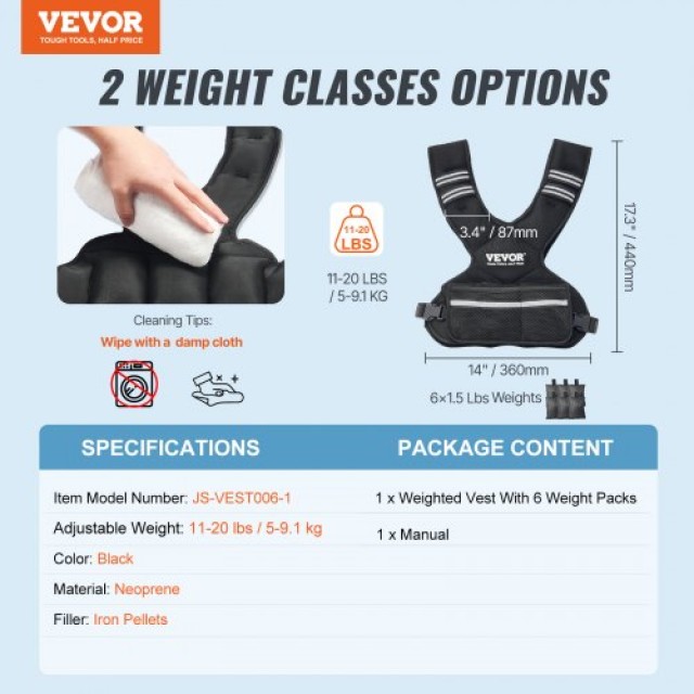 VEVOR  Ρυθμιζόμενο Γιλέκο Βάρους 11-20lb για Άνδρες & Γυναίκες για Προπόνηση & Τρέξιμο KDJZLKXFMD20BSAUAV0