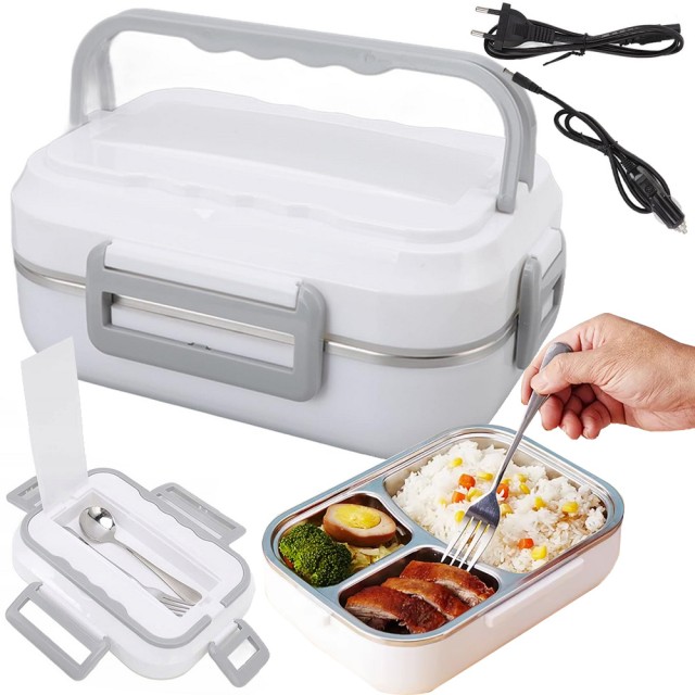 Ηλεκτρικό Lunchbox - Θερμαινόμενο Φαγητοδοχείο 40W 25.5 x 19 x 12 cm Λευκό&Γκρι 5907451366981 Verk Group