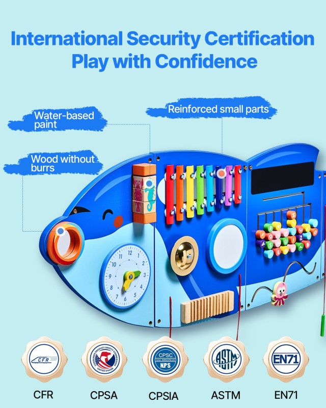 Πάνελ Δραστηριοτήτων Τοίχου  Όρκα με 12 Δραστηριότητες Montessori 3...