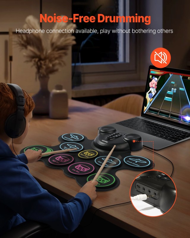 VEVOR Ηλεκτρονικό Τύμπανο με 9 Ταμπλέτες για Παιδιά, Φορητό και Ανθ... VEVOR Ηλεκτρονικό Τύμπανο με 9 Ταμπλέτες για Παιδιά, Φορητό και Ανθ...