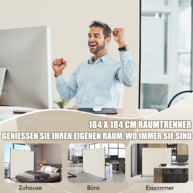 Costway Διαχωριστικό Χώρου με Μεταλλικό Πλαίσιο (184 x 30 x 184 cm)...