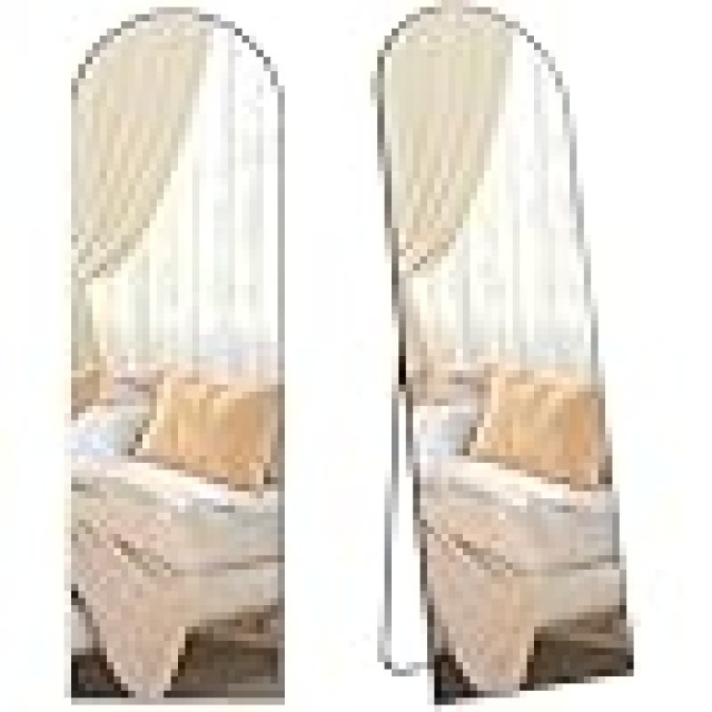 SONGMICS Καθρέφτης Δαπέδου 160x50 cm με Αψιδωτό Μαύρο Αλουμινένιο Π...
