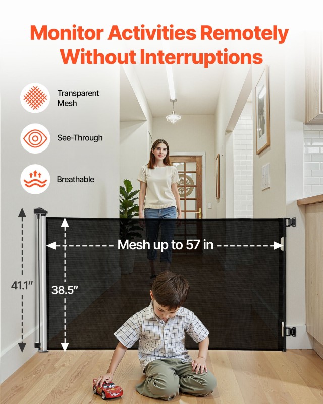 VEVOR Ανασυρόμενη Βρεφική Πύλη Ασφαλείας 1450x980mm με Ενισχυμένα Ά...