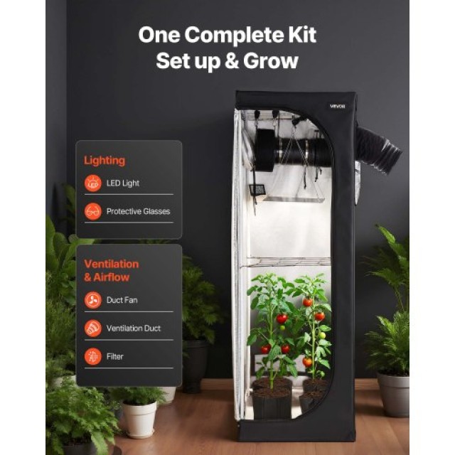 VEVOR Σετ Καλλιέργειας Εσωτερικών Χώρων, 60 x 60 x 180 cm, με Πλήρε... VEVOR Σετ Καλλιέργειας Εσωτερικών Χώρων, 60 x 60 x 180 cm, με Πλήρε...