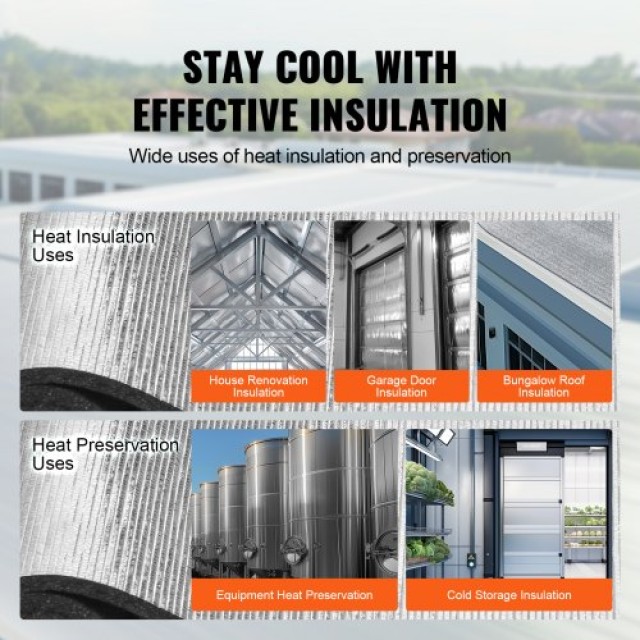 VEVOR Μονωτικό Ρολό Αλουμινόχαρτο XPE Αφρός Αντανακλαστικό Φράγμα 1...