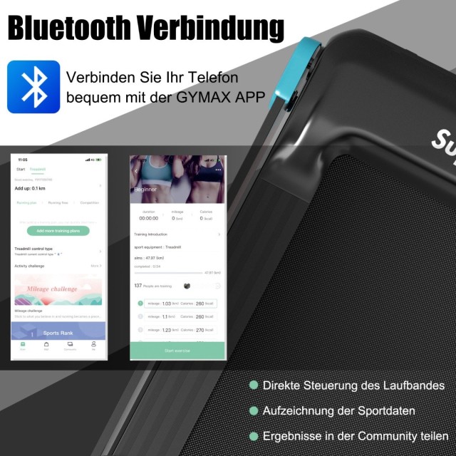 Costway  Πτυσσόμενος Διάδρομος Γυμναστικής με Bluetooth και LED Οθόνη SP37681DE-NY