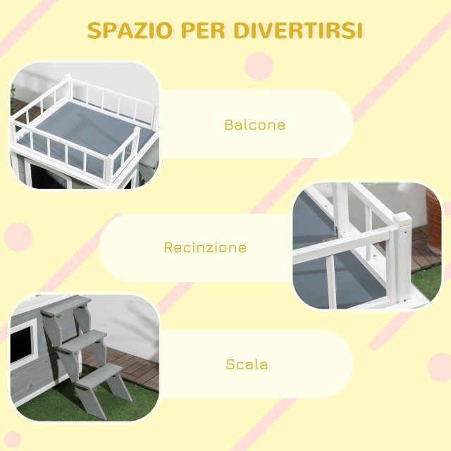 Pawhut Dog House με σκάλα βεράντας και παράθυρο 121x77x78cm Ανοιχτό...