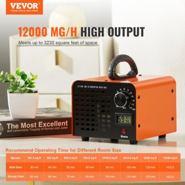 VEVOR Γεννήτρια Όζοντος 12000mg/h με Χρονοδιακόπτη 0-120 λεπτά  GYC...