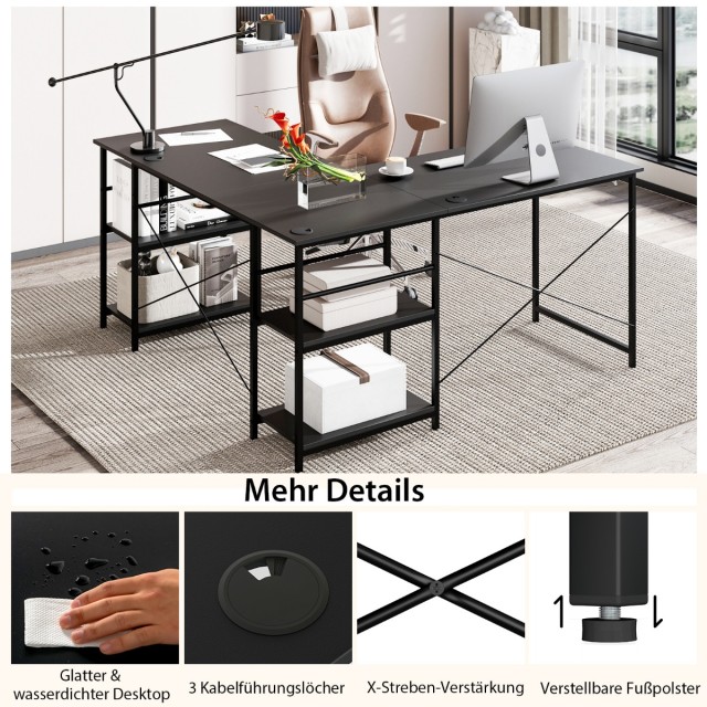 Costway Μετατρέψιμο Γραφείο Υπολογιστή 151 x 151 x 75 cm σε Σχήμα L...