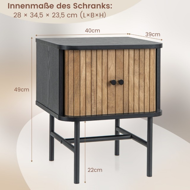 Costway Σύγχρονο Κομοδίνο με Συρόμενες Πόρτες 40 x 39 x 49 εκ. σε Μ...