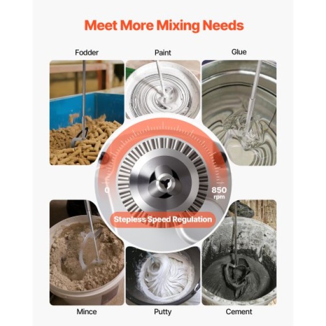 VEVOR Ισχυρό Μίξερ Τρυπανιού 1100W, 0-850 RPM για Μείξη Χρωμάτων FJ...