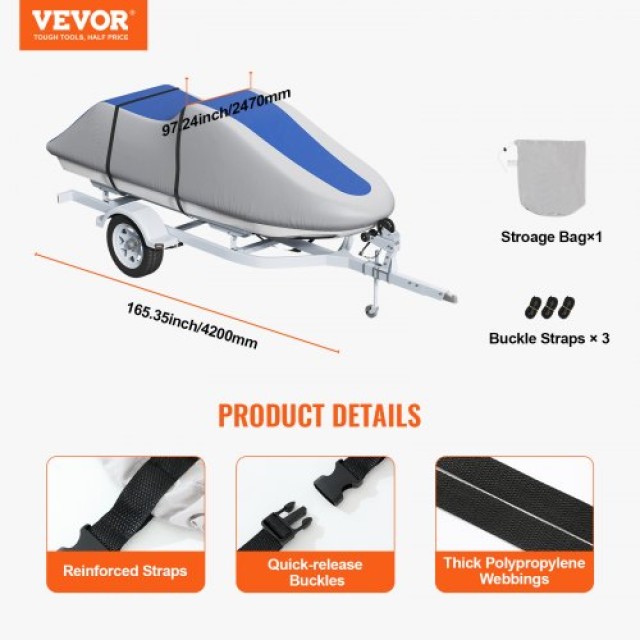 Κάλυμμα Jet Ski VEVOR, Αδιάβροχο 600D, Γκρι+Μπλε  MTTZ600D1261S5O7FV0