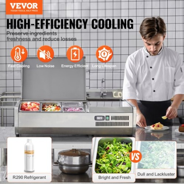 Ψυγείο Σαλάτας/Πίτσας VEVOR 140W με Ανοξείδωτη Προστασία CE  BXGZLZ...