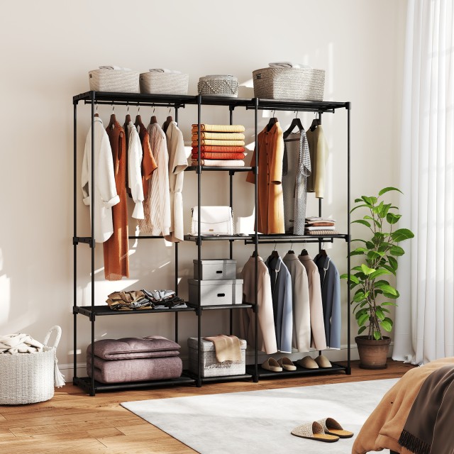 HOMCOM Ντουλάπα Φορέματος από Ύφασμα με 8 Ράφια και 3 Κρεμάστρες, 1... HOMCOM Ντουλάπα Φορέματος από Ύφασμα με 8 Ράφια και 3 Κρεμάστρες, 1...