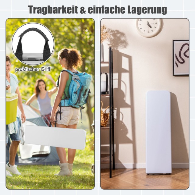 Costway Πτυσσόμενο παγκάκι μπύρας 182x27,5x43 εκ. με λαβή, λευκό πλαστικό NP11891WH-1