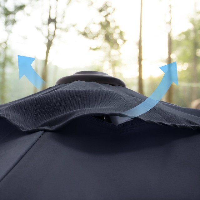 SONGMICS Ομπρέλα Κήπου 290 cm Μπλε, UPF 50+, Διπλή Κλίση 30°, Εύκολη Λαβή με Μανιβέλα 