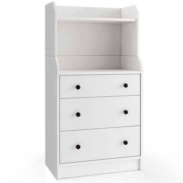 Costway Κομμότα με 3 Συρτάρια και 2 Ράφια 58 x 36 x 111 cm  Λευκό JV12080WH