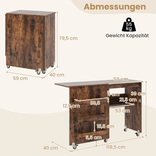 Costway  Πτυσσόμενο Τραπέζι Ραπτικής & Κινητός Σταθμός Χειροτεχνίας...