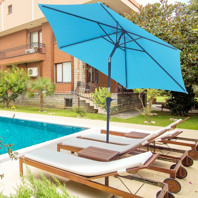 Outsunny  Ομπρέλα κήπου Ø2.7x2.4 m με μανιβέλα και κλίση κεφαλής από αλουμίνιο και πολυεστέρα, μπλε  84D-032BU