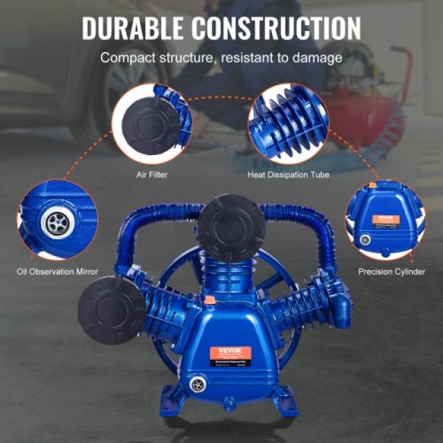 VEVOR  Κεφαλή Αντλίας Αεροσυμπιεστή 10HP 17.5CFM @ 90PSI 3-Κύλινδρος Πιστονιού KQYSJBTSGBTCEVFWWV0
