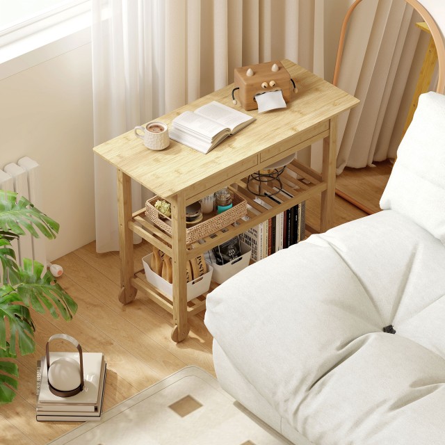 HOMCOM Ξύλινο Καρότσι Κουζίνας από Μπαμπού με 2 Συρτάρια, 2 Ράφια μ... HOMCOM Ξύλινο Καρότσι Κουζίνας από Μπαμπού με 2 Συρτάρια, 2 Ράφια μ...