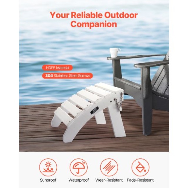 VEVOR Λευκό Πτυσσόμενο Υποπόδιο HDPE Adirondack KZDADLDKTTQPZ41H0V0