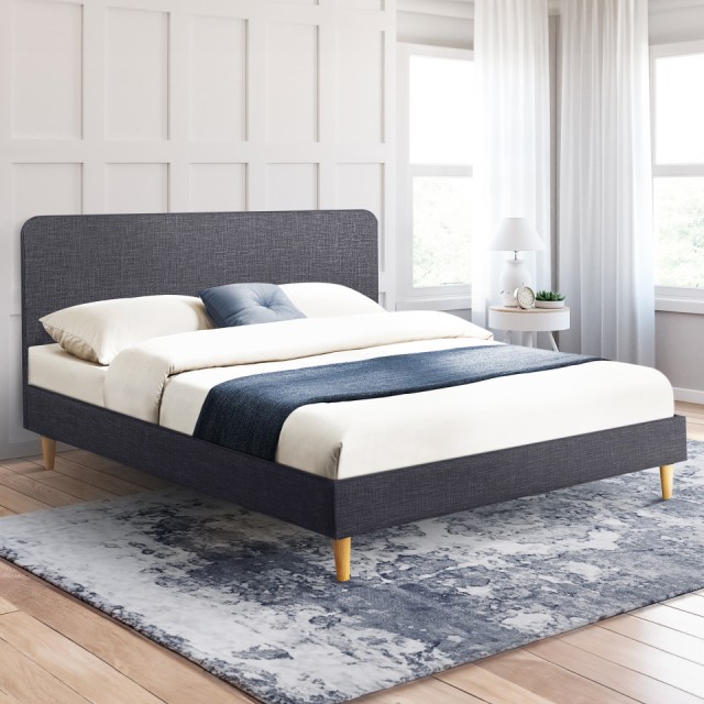 Διπλό Κρεβάτι Evy με Ξύλινα Πόδια - 160x200 cm Γκρι 30130589 Idomya