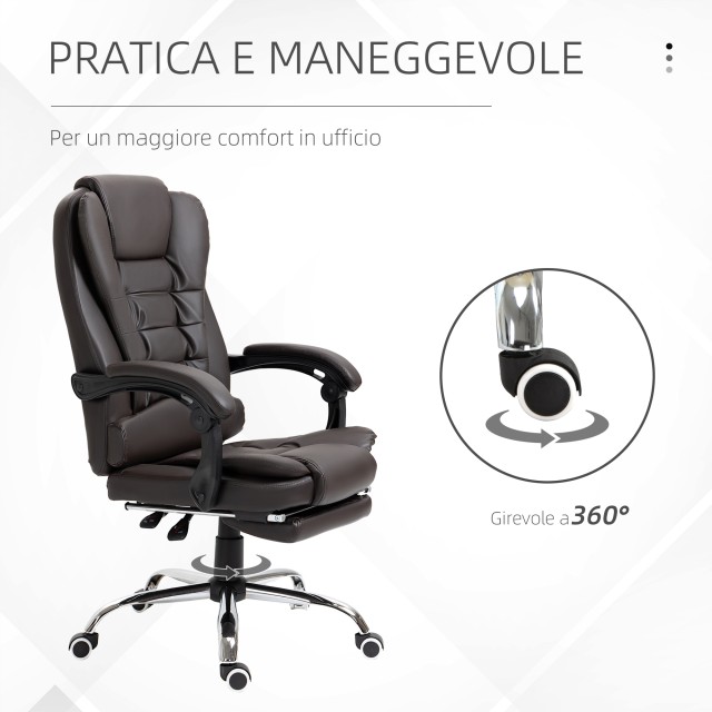 HOMCOM Προεδρική Καρέκλα Γραφείου Ανακλινόμενη με Υποπόδιο 64.5x69x...