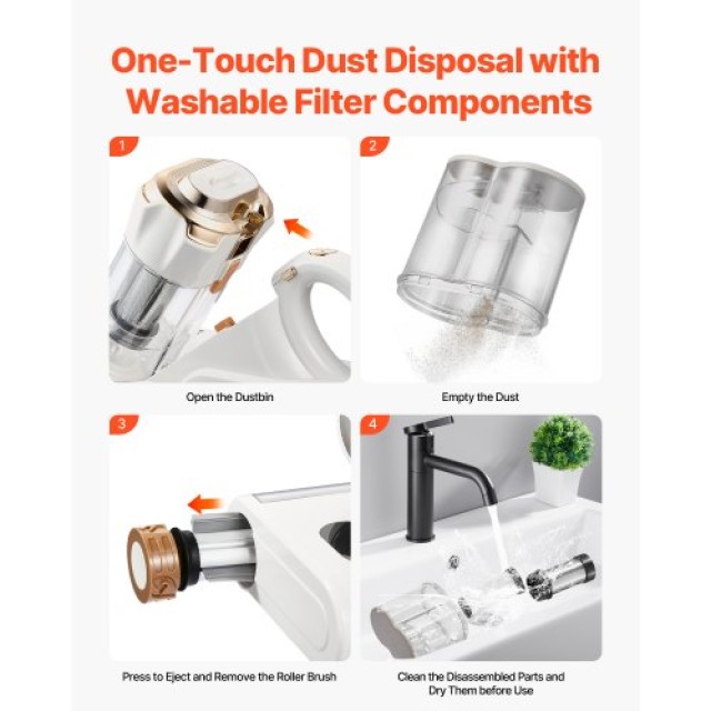 VEVOR Σκούπα Στρωμάτων 18Kpa HEPA 550W Λευκή CMY400W14KPAKIOJZ001V2