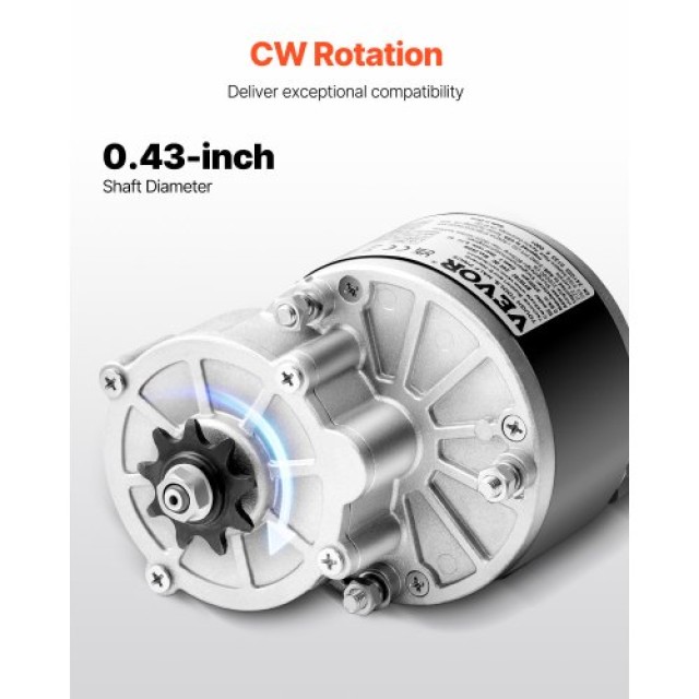 VEVOR Σετ Ισχυρού Ηλεκτρικού Κινητήρα 250W DC 24V 2700rpm με Αναβαθμισμένο Ελεγκτή Ταχύτητας ZLWSDJTJ250W1R9B9V9