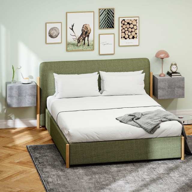 HOMCOM Σετ 2 Επιτοίχιων Κομοδίνων με 2 Συρτάρια Μοντέρνα και Εξοικο...