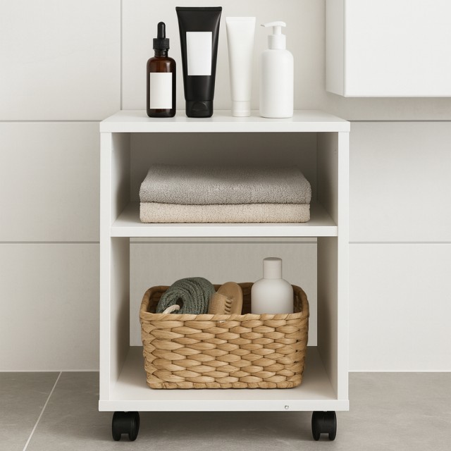 BAKAJI Κινητό Γραφείο με Θήκη για Εκτυπωτή με Ρόδες Πολυχρηστικό Ντ...