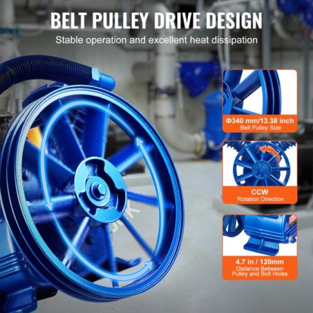 VEVOR  Κεφαλή Αντλίας Αεροσυμπιεστή 5.5HP 5.75CFM @ 90PSI 2-Κύλινδρ...