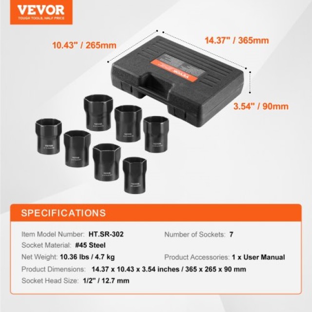 VEVOR  Σετ Καρυδάκια Ρουλεμάν 1/2 7 Τεμ SAE & Μetric 6-Σημείων ZLMTTCLZCSJLPXR29V0