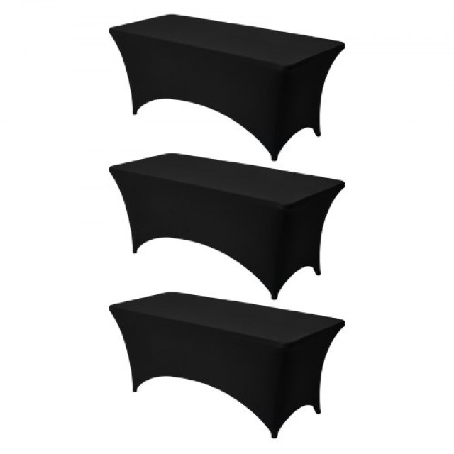 VEVOR Σετ 3 Μαύρα Ελαστικά Τραπεζομάντηλα για Τραπεζαρίες 6FT DLZZ6...