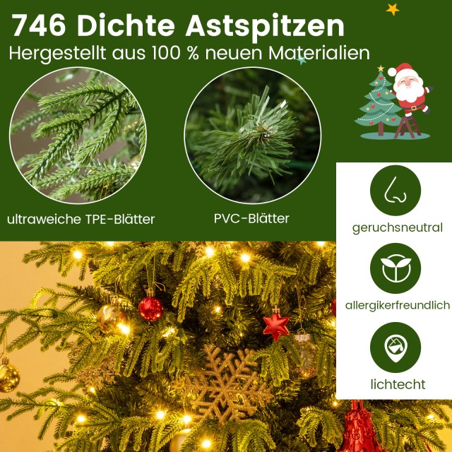 Costway 180 εκ Τεχνητό Χριστουγεννιάτικο Δέντρο με Φωτισμό Πράσινο ... Costway 180 εκ Τεχνητό Χριστουγεννιάτικο Δέντρο με Φωτισμό Πράσινο ...