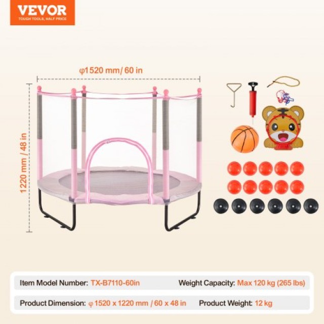 VEVOR 60 Τραμπολίνο για Παιδιά Μίνι Τραμπολίνο με Δίχτυ Εσωτερικού ...