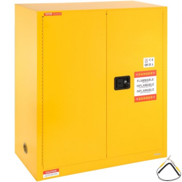 Ντουλάπα Ασφαλείας VEVOR 30 Gal για Εύφλεκτα Υγρά, Χάλυβας, 43.1x18.1x50.1, Κίτρινη  YRFBJ1104612TEO7KV0