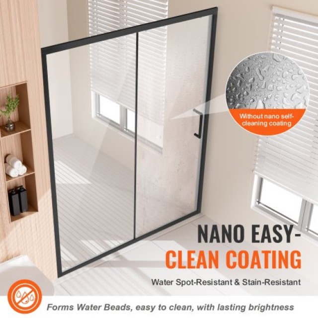 VEVOR  Ημι-πλαισιωτή Πόρτα Ντουζ 58x70 Μαύρο Ματ 6mm Ασφαλείας  DBK...