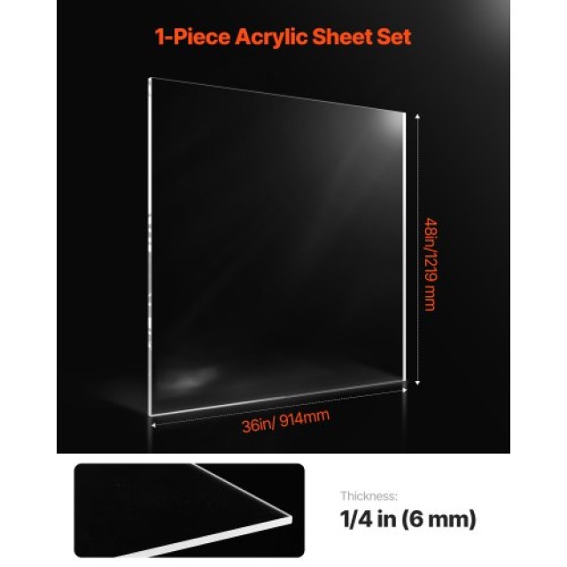 VEVOR Φύλλο Πλεξιγκλάς Ακρυλικό 36x48 1/4 Ίντσας YJBL3648INCH22F6HV0