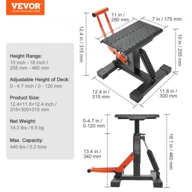 VEVOR Υδραυλική Ανυψωτική Βάση Μοτοσυκλέτας 440 lbs για Επισκευή κα...
