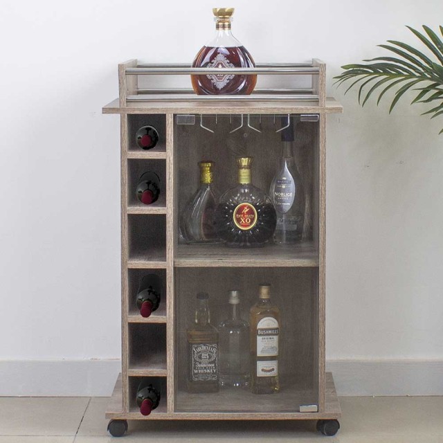 BAKAJI  Φορητό Μπαρ Cantinetta Μπουκάλια Κρασιού Ξύλινη Κάβα 6 Θέσε...