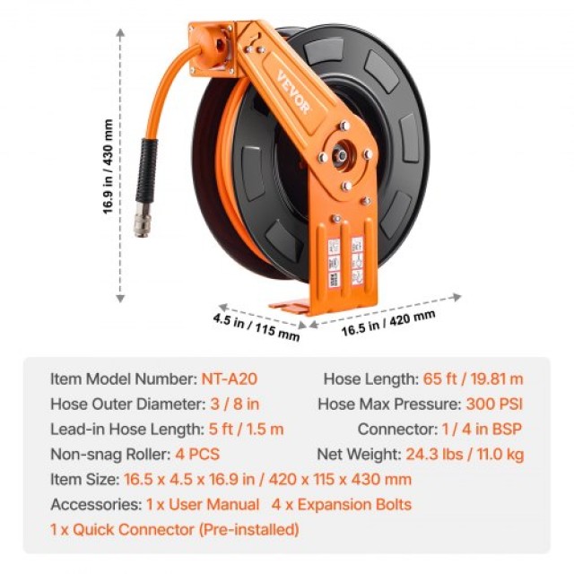 VEVOR  Ρουλεμάν Αεροσυμπιεστή 3/8 x 65 FT Υβριδικό, 300 PSI  KFSKQR...