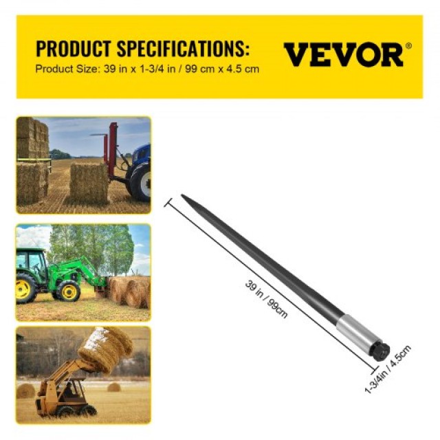 VEVOR Σκ(Hay Bale Spear) Φορτωτήρας για Τρακτέρ 39 με Φορτίο 3600 Λ...