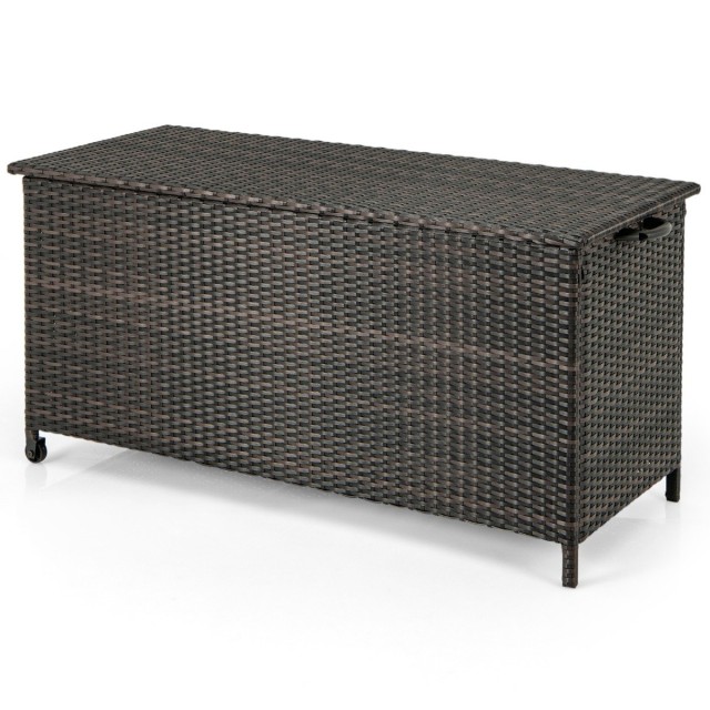 Costway  Εξωτερική Αποθηκευτικό Κουτί 320lt από PE Rattan με Αδιάβροχη Επένδυση 137 x 56 x 64cm Καφέ NP11512BN