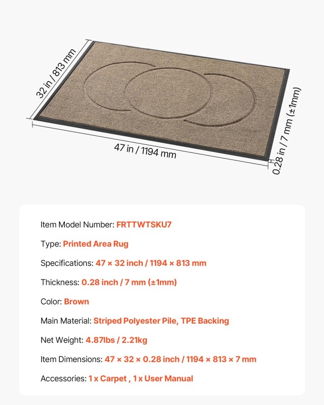 VEVOR Μεγάλο Πατάκι Εισόδου 1194 x 813 mm με Αντιολισθητική Επιφάνε...
