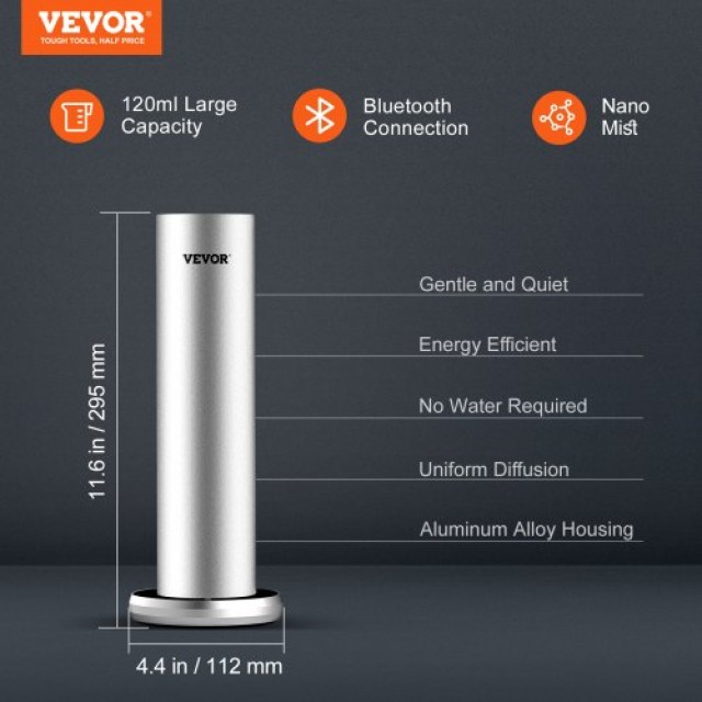 VEVOR Μηχανή Αρωμάτων 120ml Bluetooth Ψυχρού Αέρα 1000τ.φ. Χωρίς Νε...