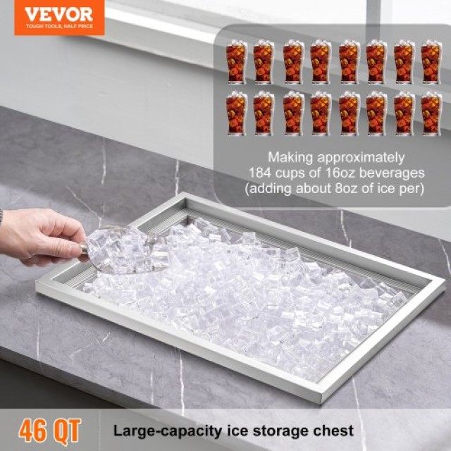 VEVOR Εντοιχιζόμενη Παγοθήκη, 22x17x12 Ανοξείδωτη Ψύκτρα, 40 qt Εξω...