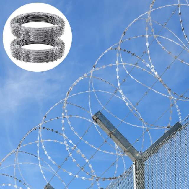 Σύρμα Ξυραφιού VEVOR, 30μ, Διπλή Σπείρα, Γαλβανισμένο, 2 Ρολά για Κήπο  JSSWDPCS98YCM0CYFV0